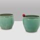Pair of large glazed terracotta planters. 1950s.