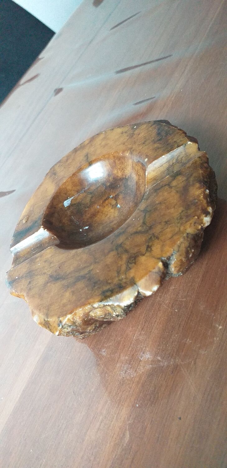 Brown alabaster ashtray