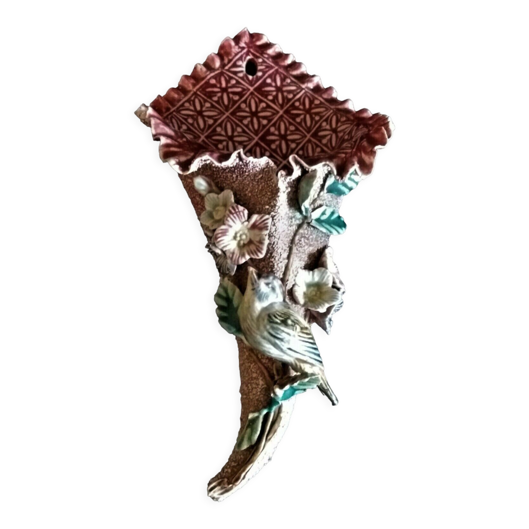 Vase bouquet cornet pink slip bird and flowers