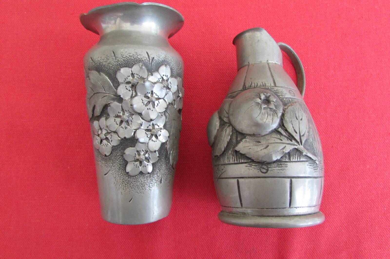 Vase et pichet en étain "rispal"