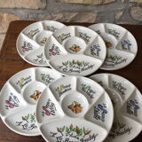 Six fondue plates by Gien