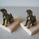 Old pair of greenhouse books statue regulates dog spaniel marble base Marbrolux