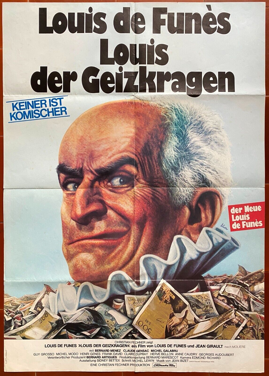 German poster "The miser" Jean Girault, Louis de Funes
