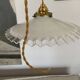 Old pairs of vintage white opaline pendant lights