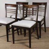 Set of 4 modernist chairs in oak and bouclé fabric, 1940