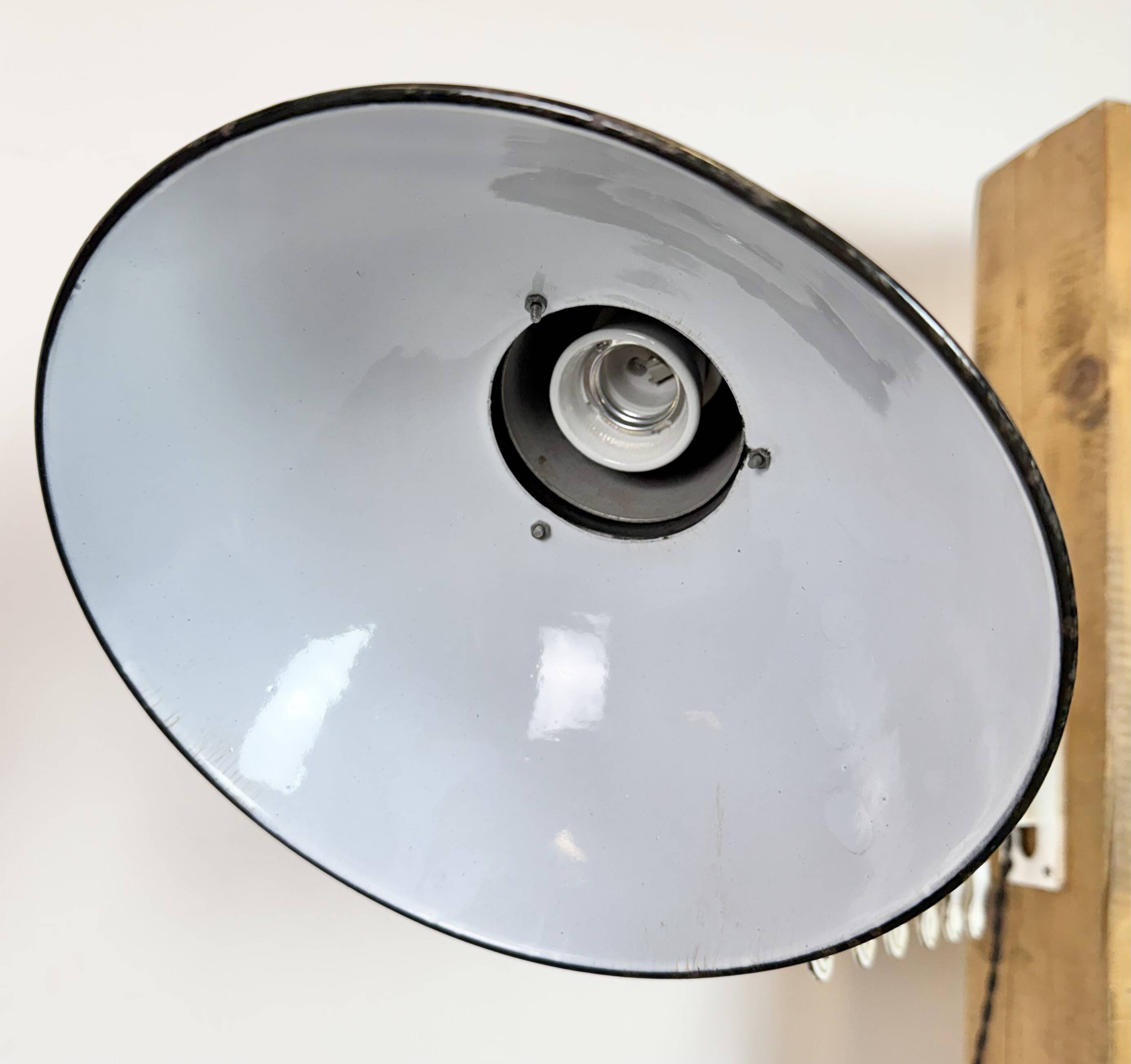 Industrial Black Enamel Scissor Wall Lamp, 1950s