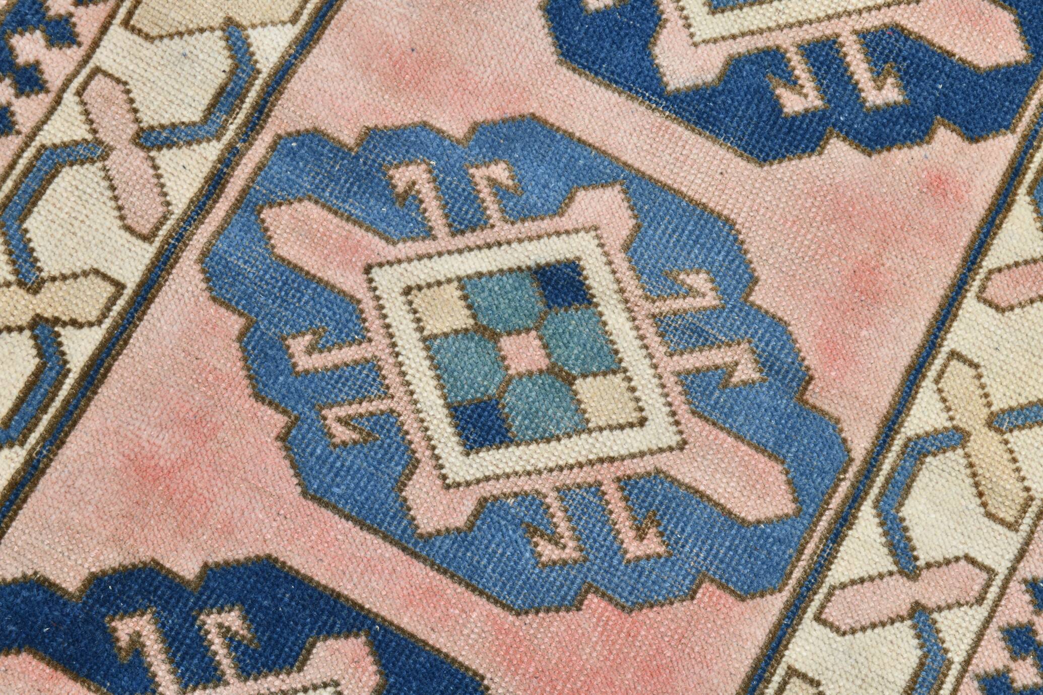 3x10 Pink & Blue Oushak Runner Rug 80x325Cm SK 22171