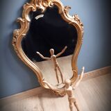 Old golden mirror with leaf   43x70cm