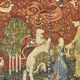 Medieval-style handmade tapestry, named Lady with the Unicorn.