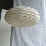 Suspension in rattan and natural japanese linen lantern shape h70 d50