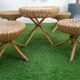 Summer Lounge 4 stools and coffee table Wicker of the 1960s