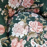 Two toad armchairs, floral motifs
