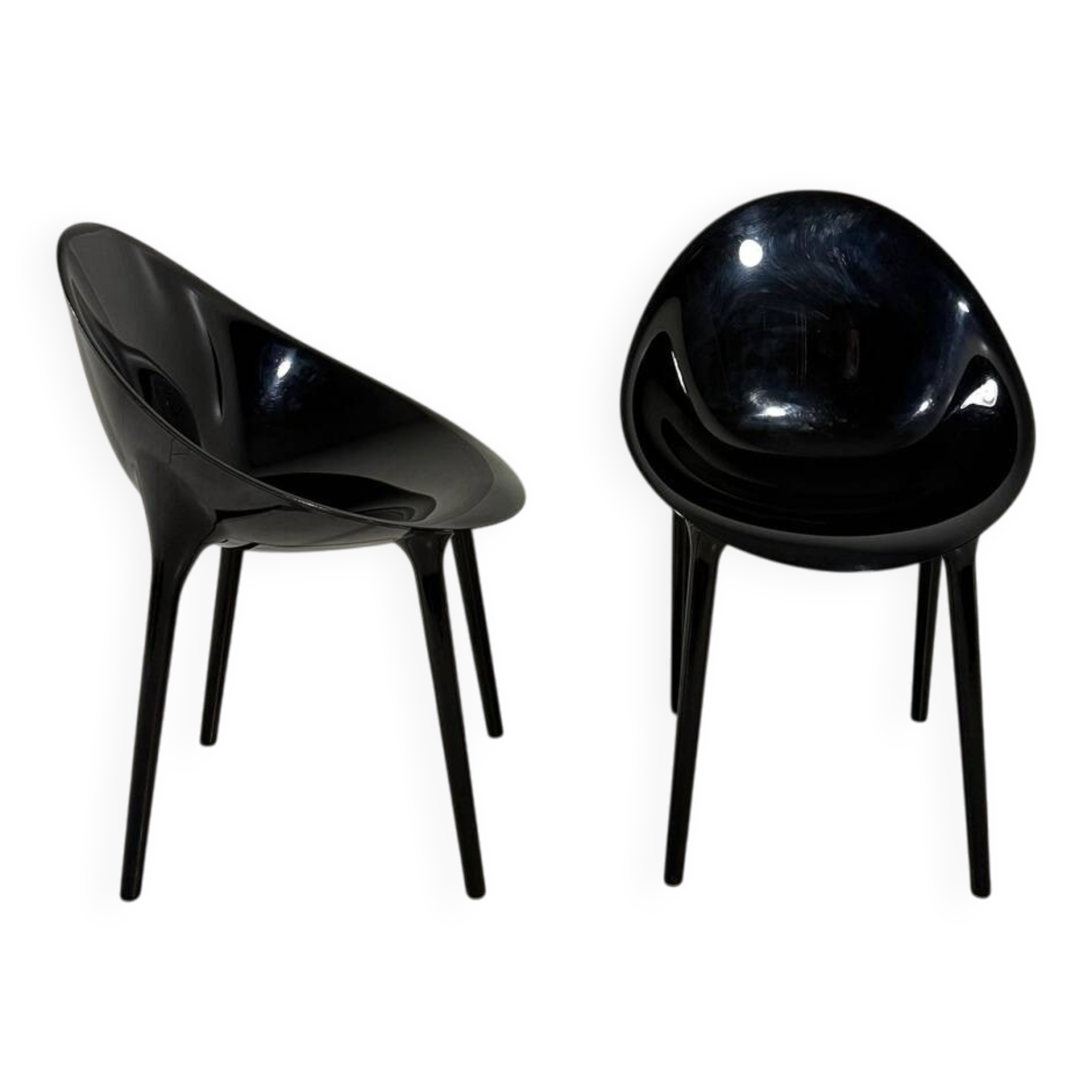 Philippe Starck glossy Super Impossible chairs, Kartell Italy