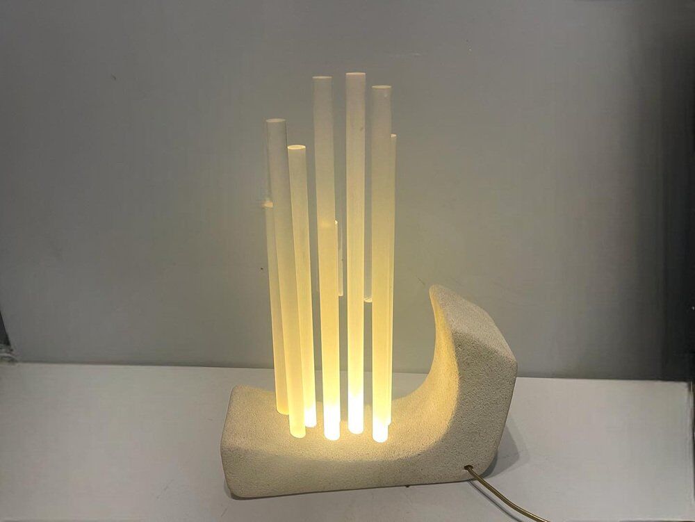 Acrylic Stone Table Lamp, 1980s