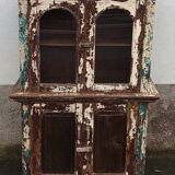 Armoire vitrée en bois ancienne patinée