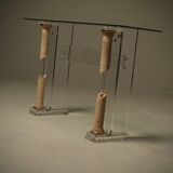 Italian Modern Plexiglass Console Table with Roman Column Details 1980s