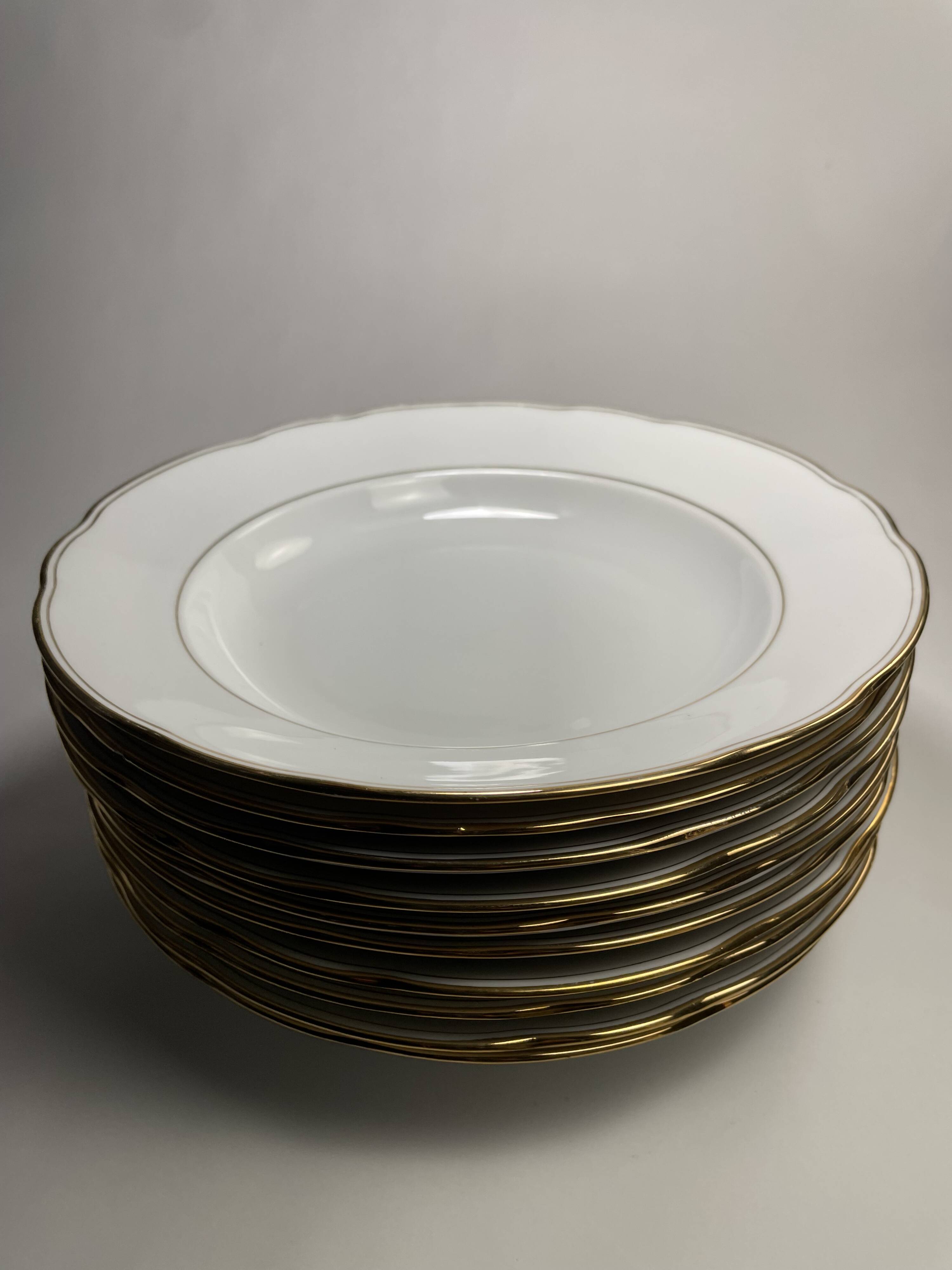 Lot de 10 Assiettes Creuses Dorées Bavaria