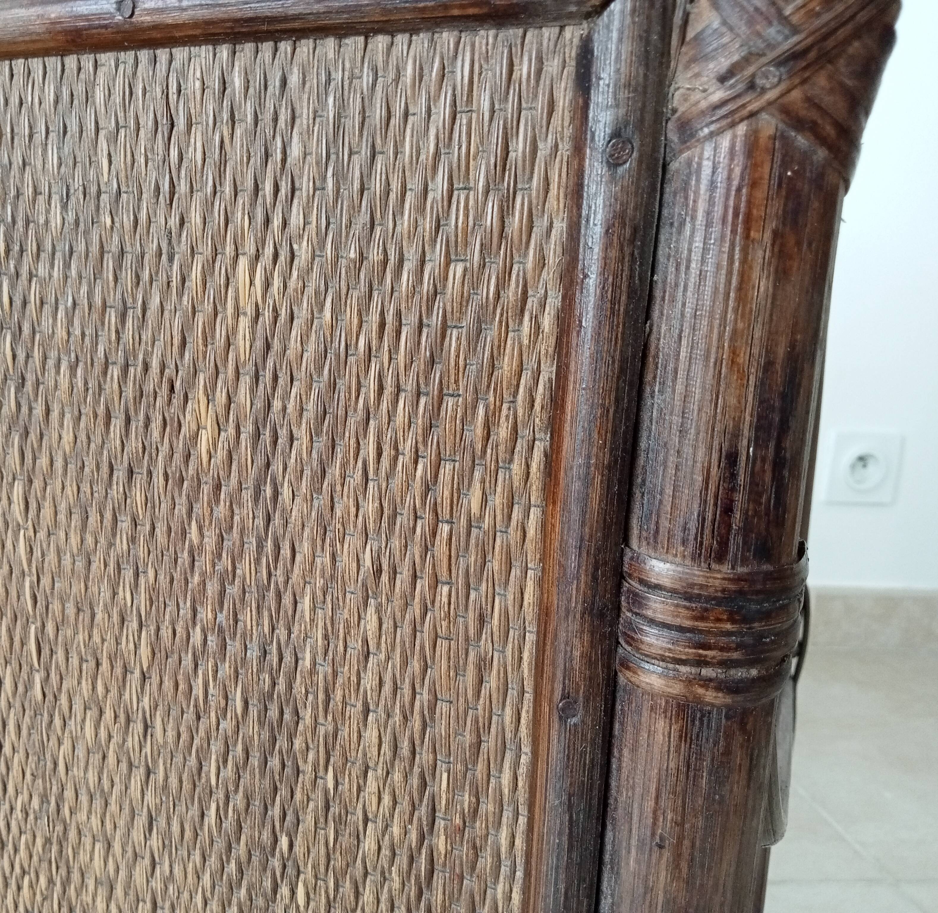 Vintage rattan and bamboo coffee table, 51*51 cm