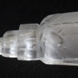 Grand abat-jour Art Déco en verre dépoli, motif floral géométrique