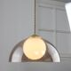 Space-age Italian Brass, Opaline and Plexiglass Pendant Lamp