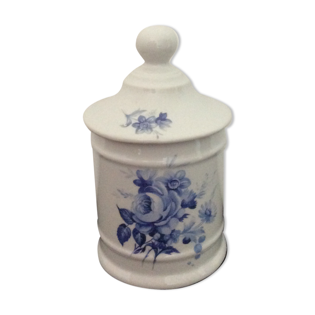 Pot Avec Couvercle Porcelaine De Paris - Décor Herbier Et Fleurs - Occasion
