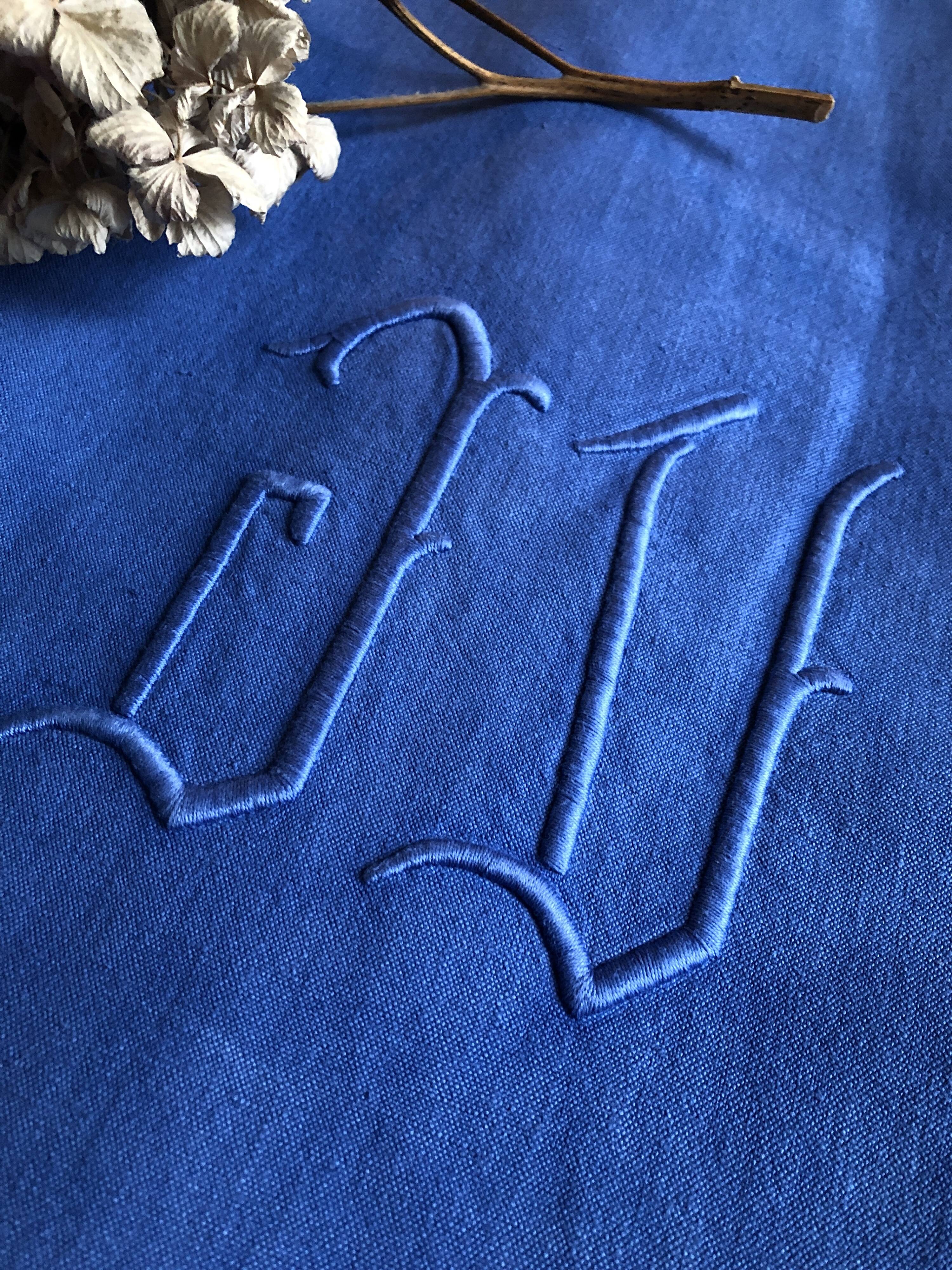 Antique linen and cotton sheet dyed Patmos blue