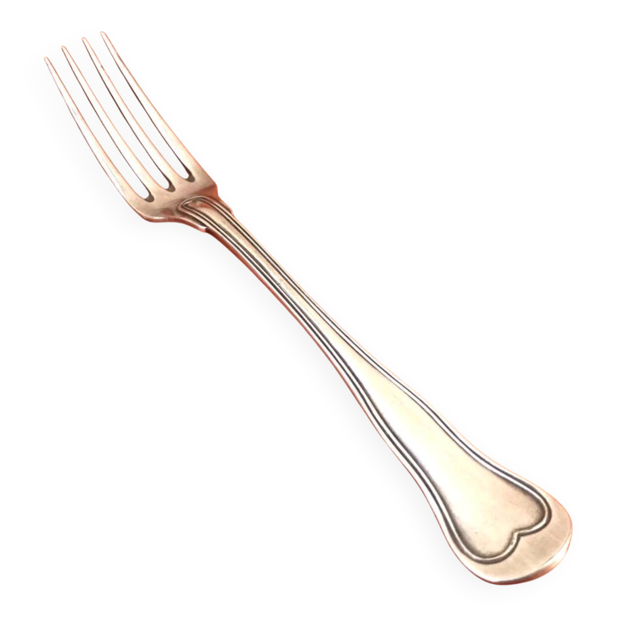 Antique dessert fork by silversmith Christofle, Chinon model collection.