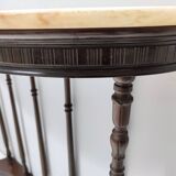Neoclassical Style Turned Beech Console Table with a Demilune Marble Top, Italy