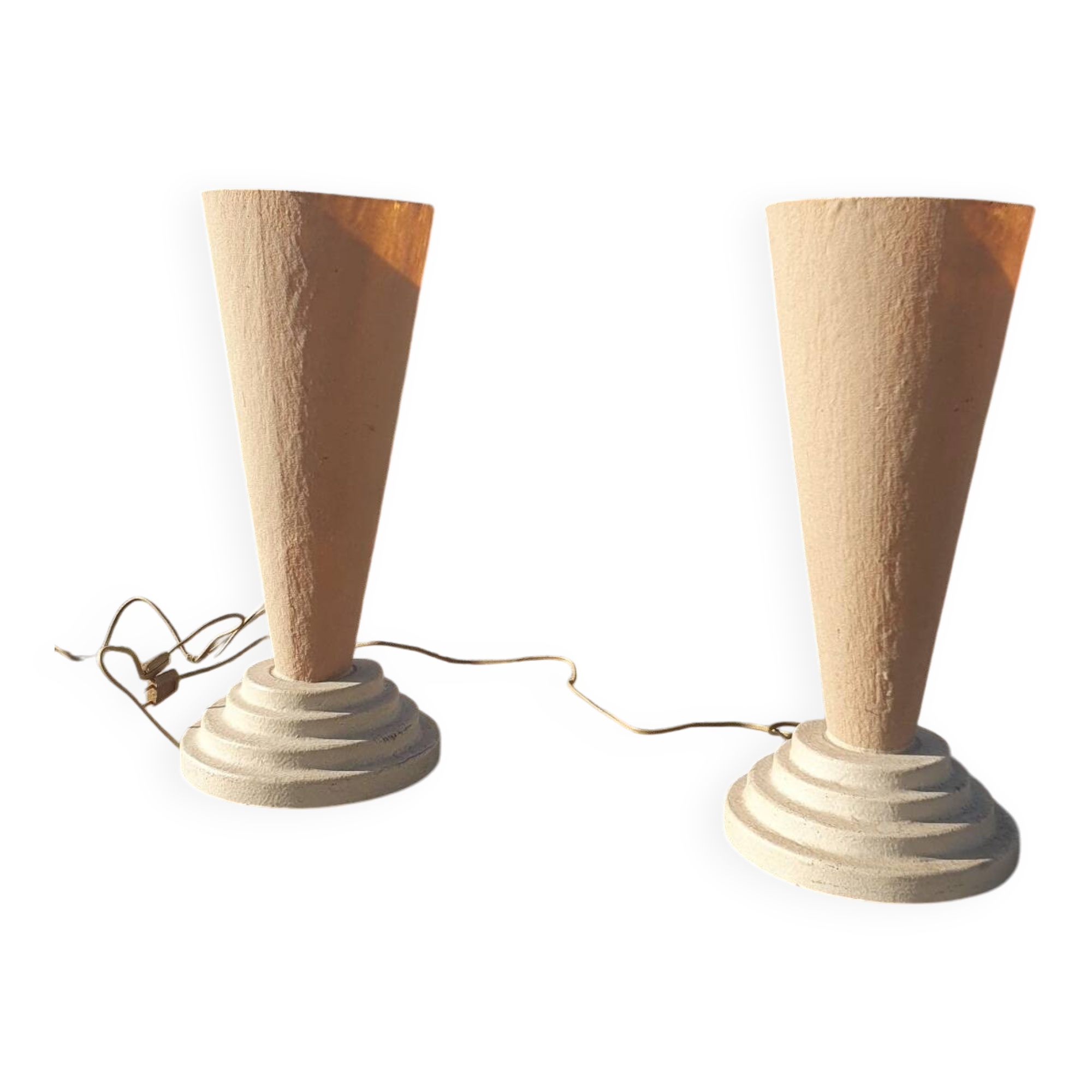 Set 2 postmodern 50 cm stepped sand and fiberglass lamp