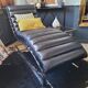 Black leather chaise longue divan