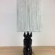 Horsehead lamp and wool lampshade, black resin