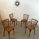 Lot de 4 anciennes chaises de bistrot baumann vintage en bois