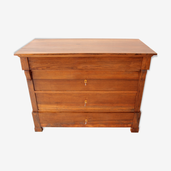 Commode Louis Philippe en noyer massif