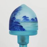 Lampe champignon Art déco en verre bleu