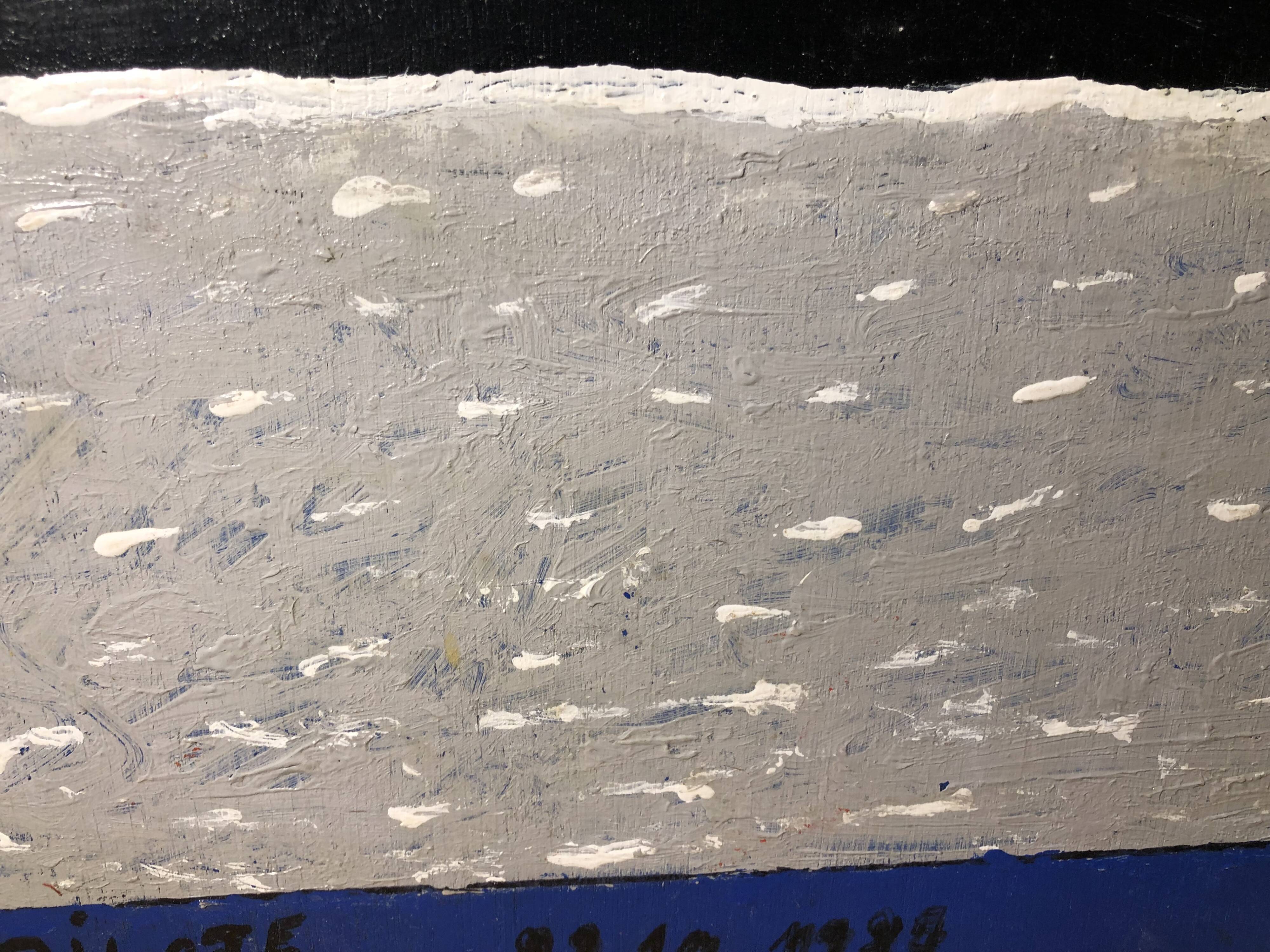 Painting oil on marine panel boat folk art naïve art 1930