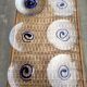8 vintage blown glass plates with swirl decoration