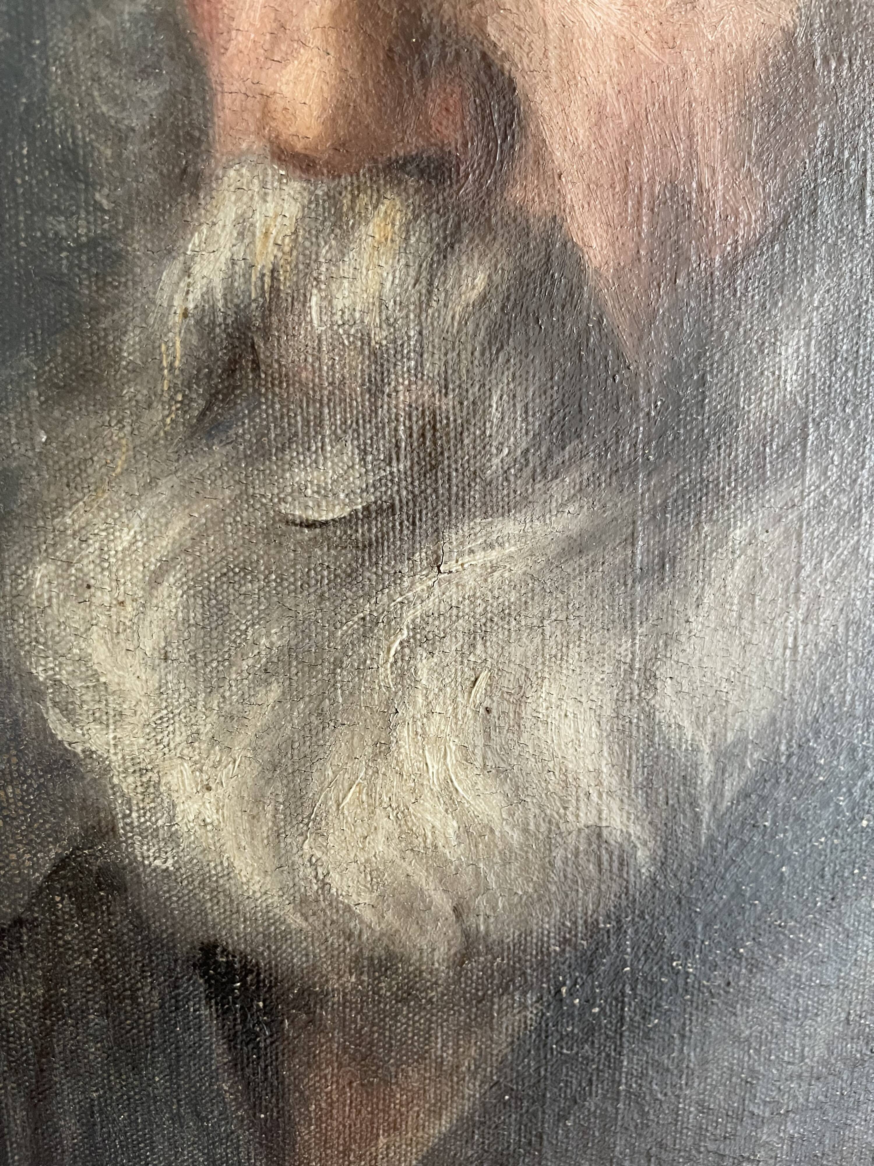 Painting portrait old wise man with beard oil painting