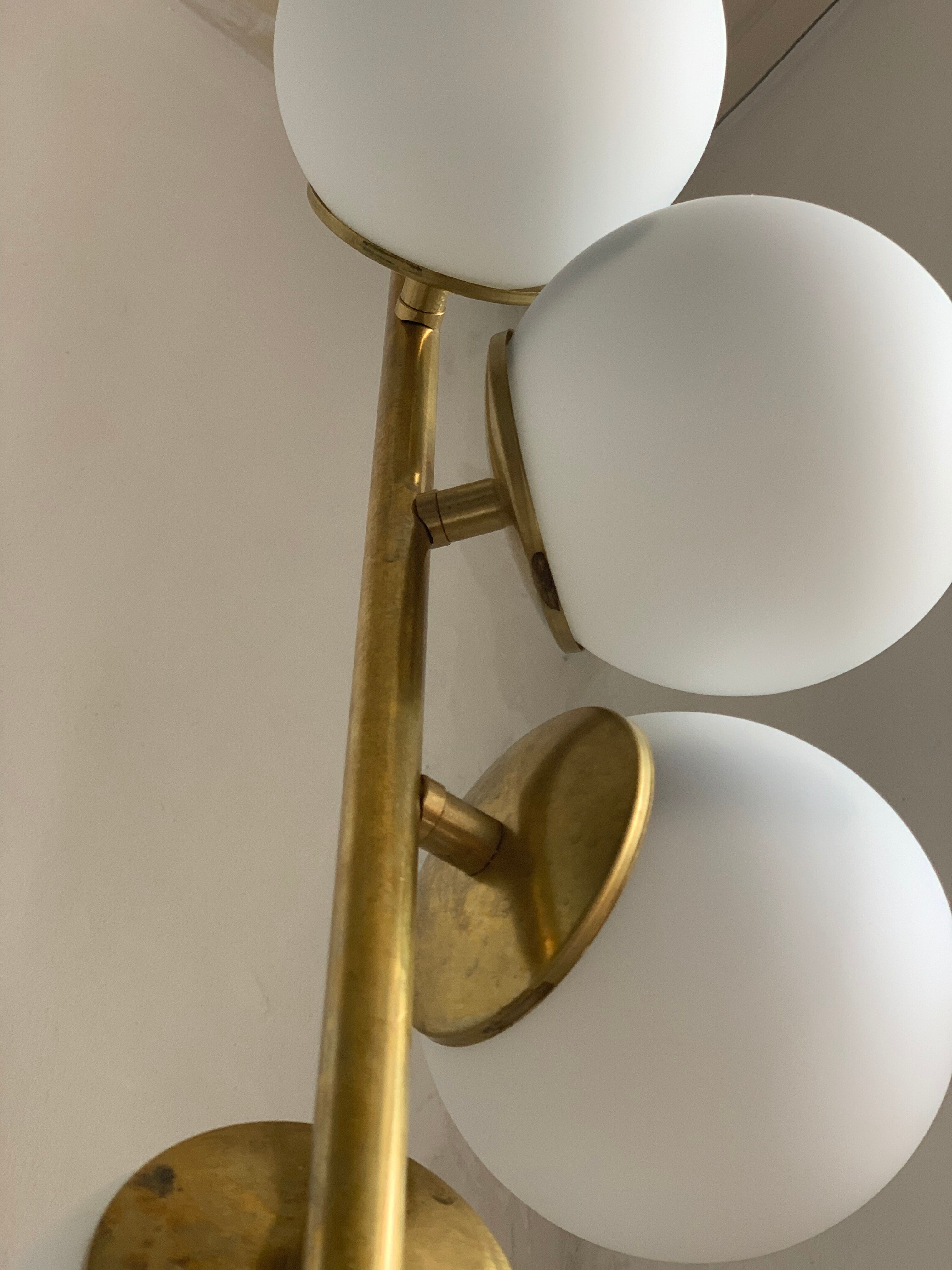 Italian mid century floor lamp brass & opal glass 1950