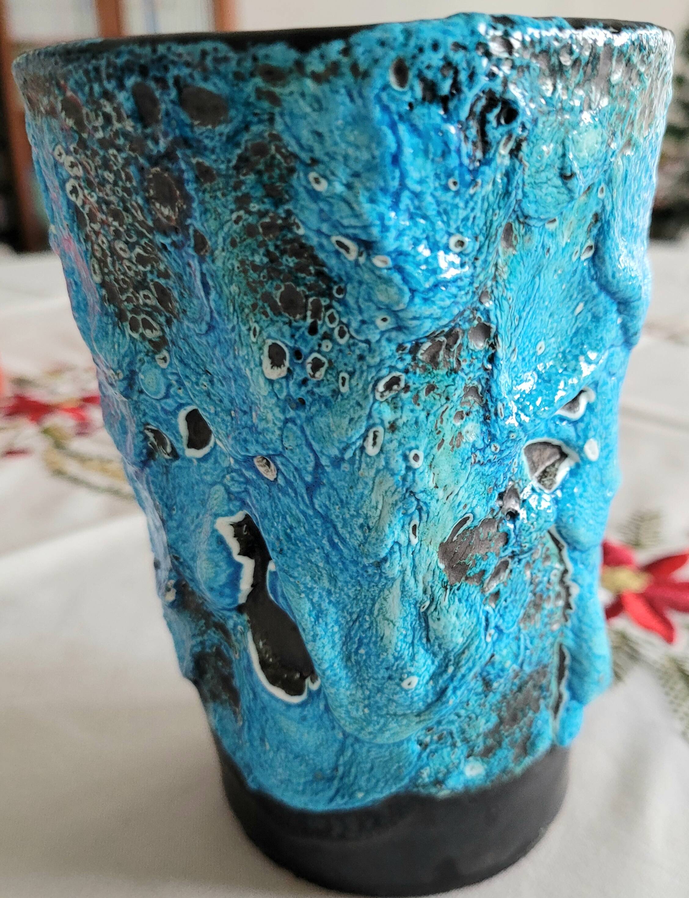 Turquoise lava ceramic vase