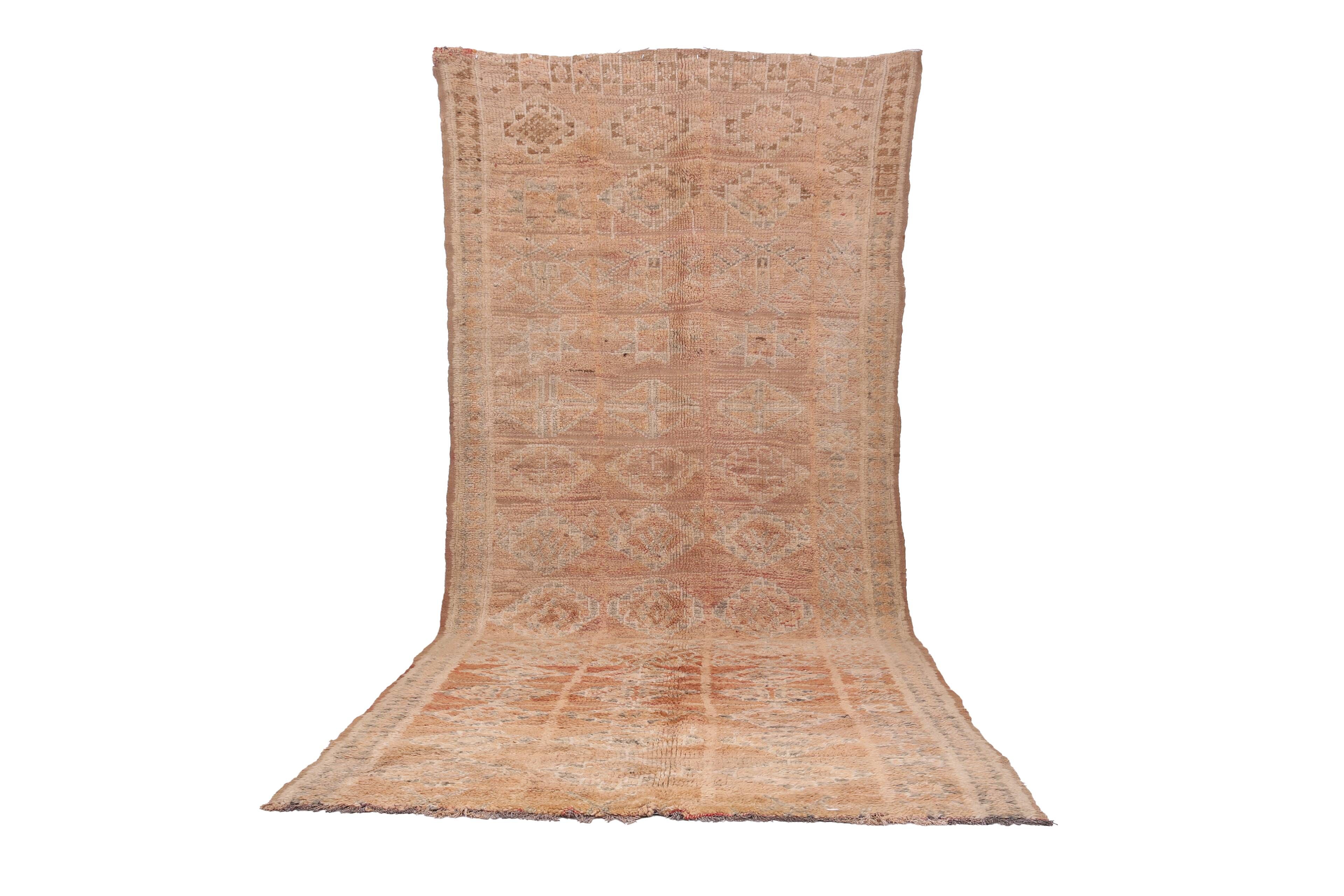 Peach Vintage Moroccan Rug 164 x 376 cm - Berber Wool Rug - Handmade Rug