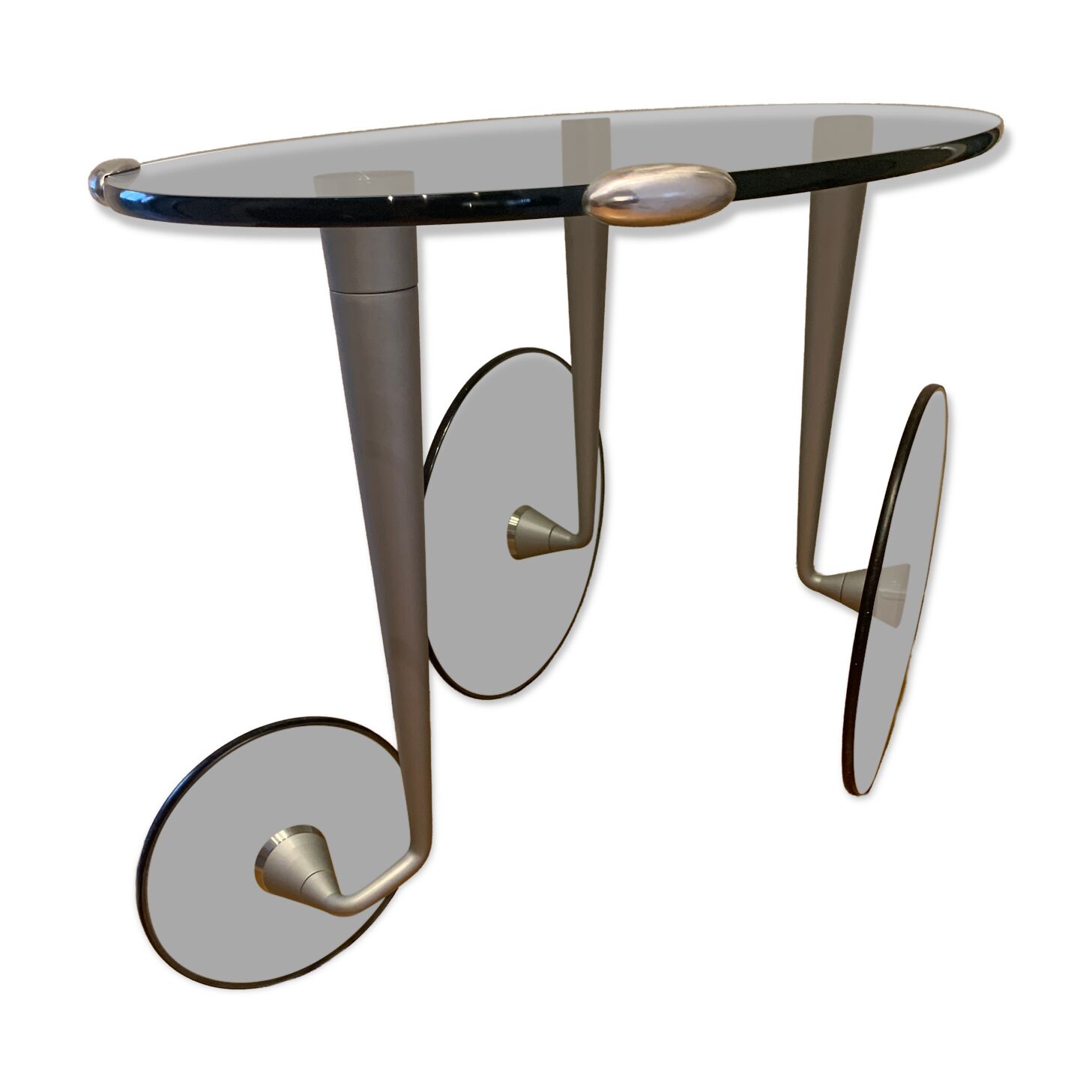 Table d’appoint design en verre et métal