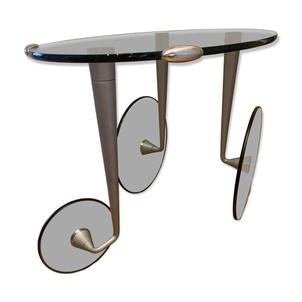 Table d’appoint design en verre et métal