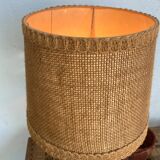 Wicker lamp, jute lampshade, fabric cable 2 m