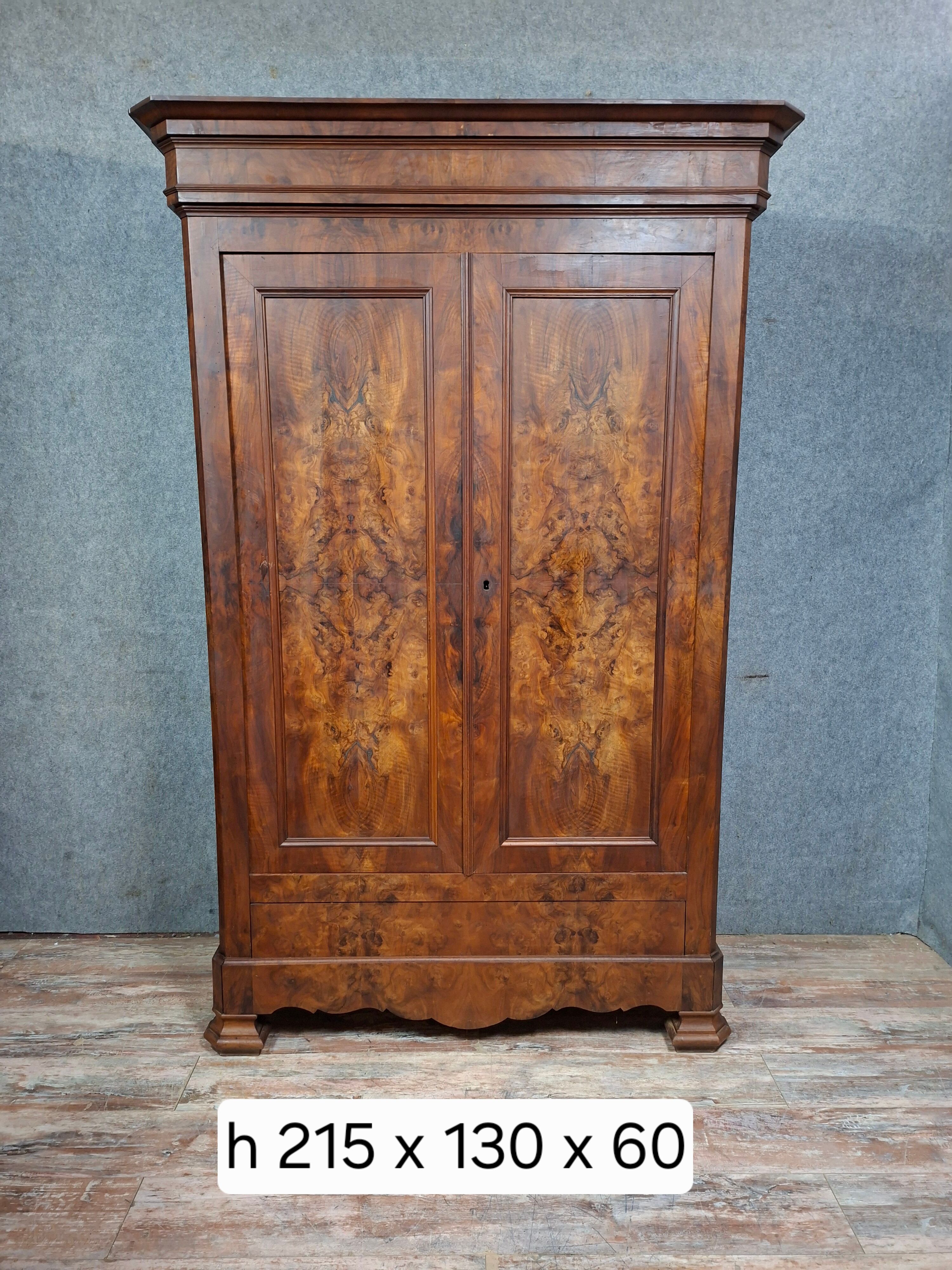 Louis-Philippe walnut burl wardrobe – 19th century period
