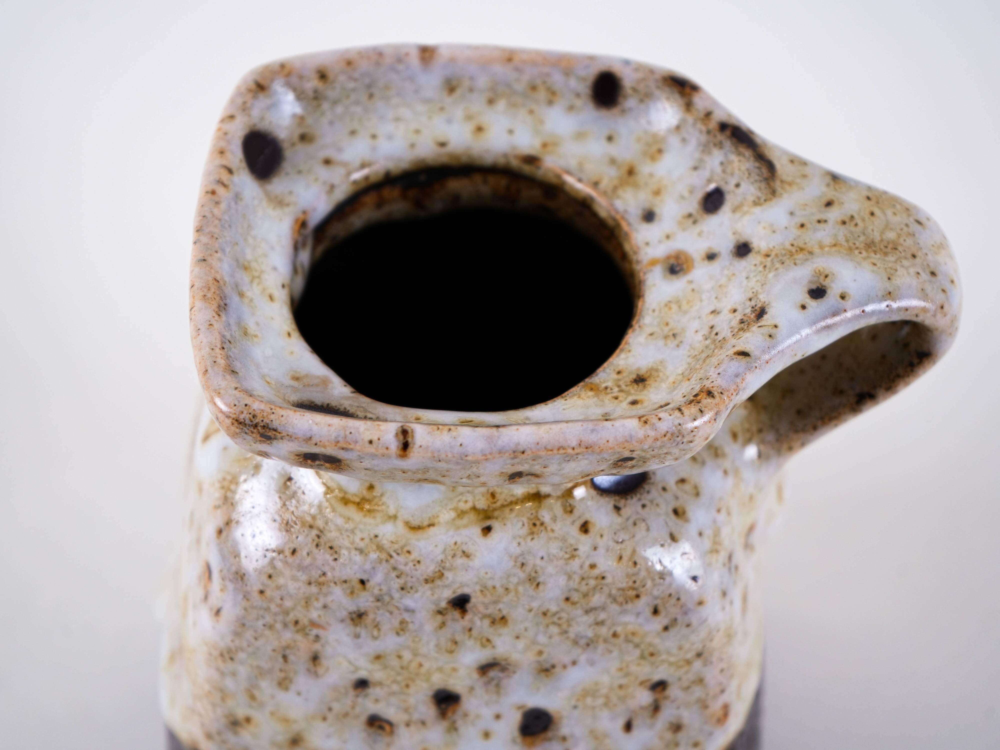 Ceramic vase with a handle, Danish design, 1960s, made in Denmark