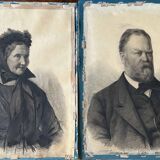 Exceptional painting Family portraits Couple 19th century signed L. Peyion
