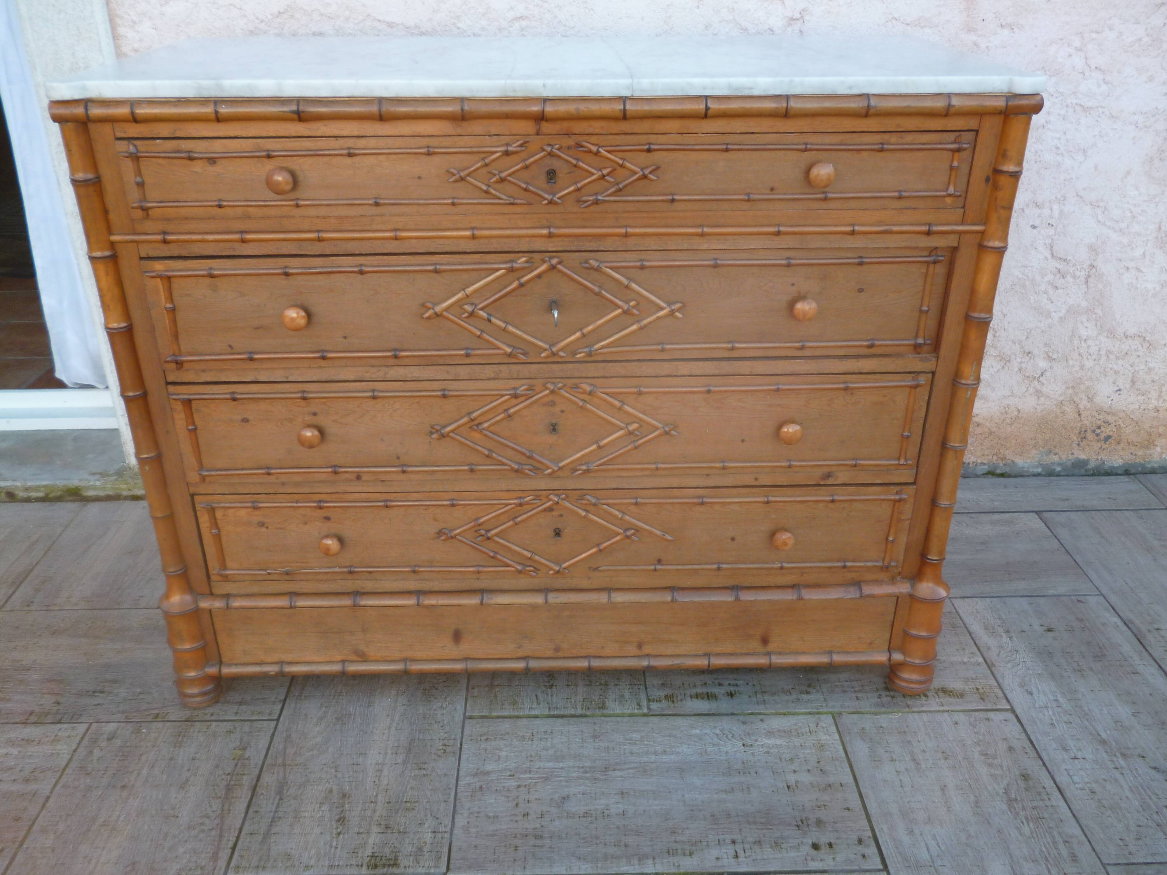 19th century faux bamboo dresser of Maison L Simon rue de Rivoli Paris