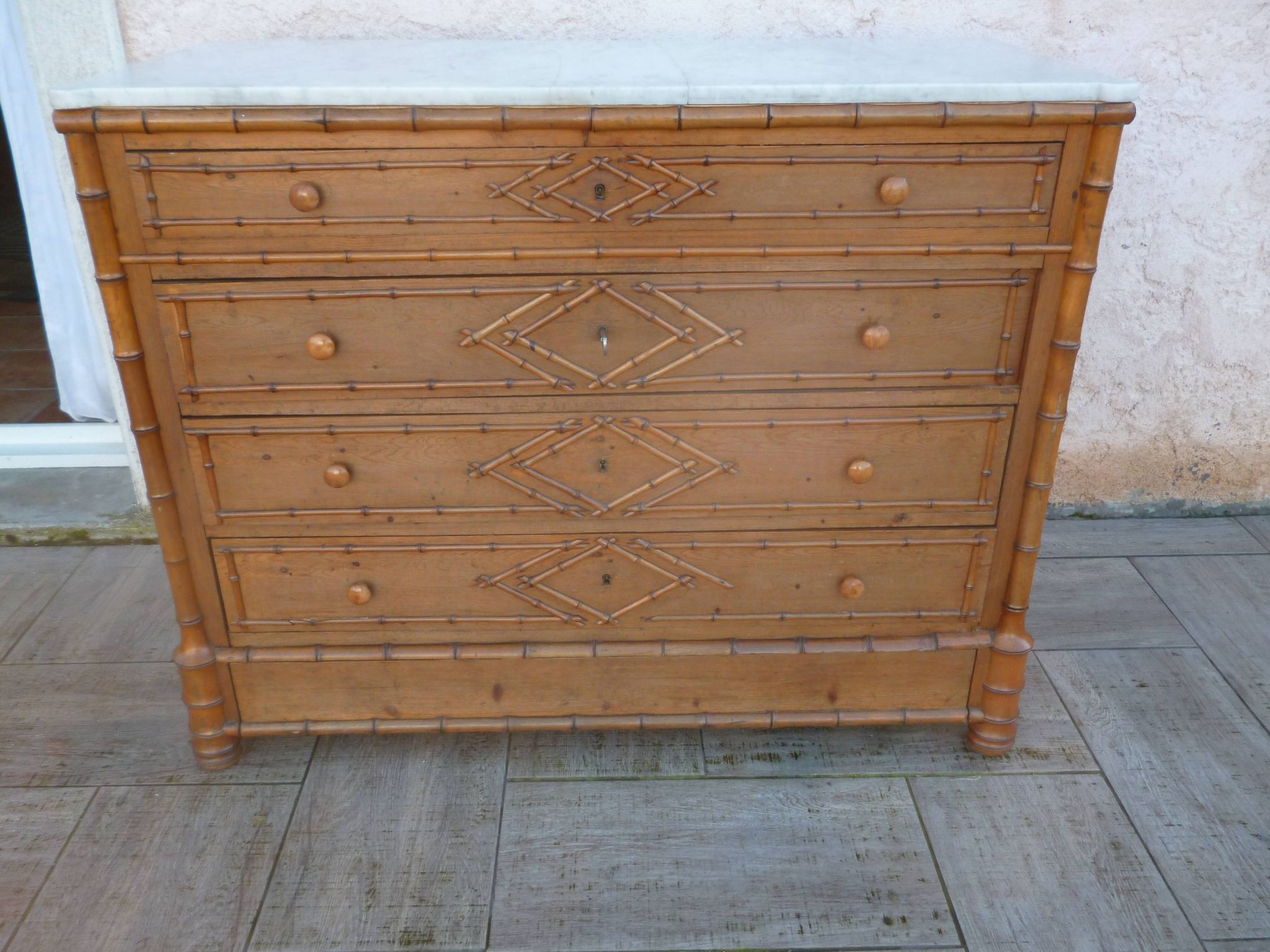 19th century faux bamboo dresser of Maison L Simon rue de Rivoli Paris