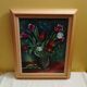 Huile sur carton entoilé bouquet de tulipes signé