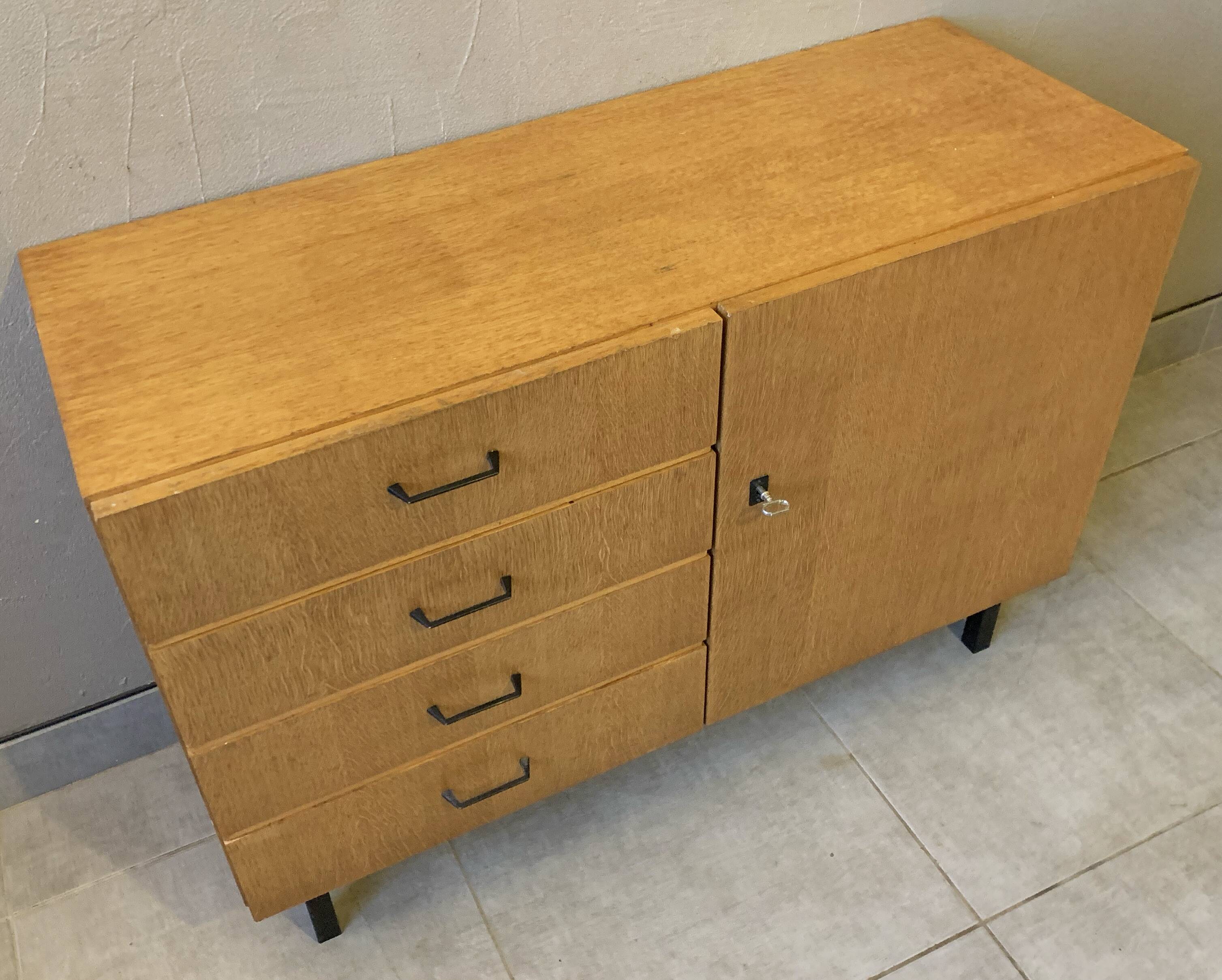 Scandinavian vintage chest of drawers from the 60s in light oak
